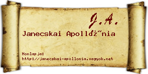 Janecskai Apollónia névjegykártya